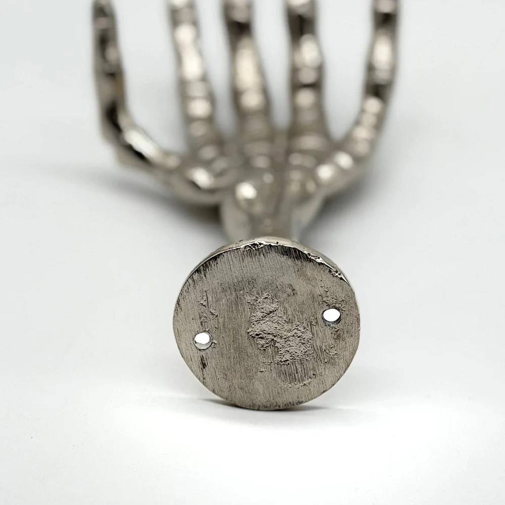 ONE HUNDRED 80 DEGREES Skeleton Hand Wall Hook Silver Gothic Spooky Halloween